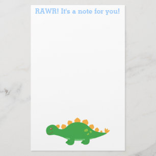 Rawr, Cute Green Stegosaurus Dinosaur Briefpapier