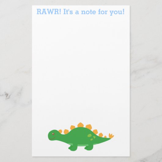 Rawr, Cute Green Stegosaurus Dinosaur Briefpapier (Voorkant)