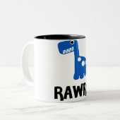 Rawr Dino Blue Tweekleurige Koffiemok (Voorkant links)