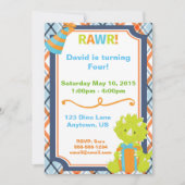 RAWR! Dino Party Birthday Invitation Kaart (Voorkant)