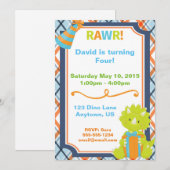 RAWR! Dino Party Birthday Invitation Kaart (Voorkant / Achterkant)