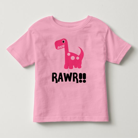 Rawr Dino Roze Kinder Shirts (Voorkant)