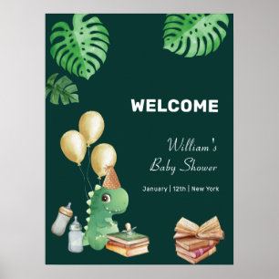 Rawr Dino Verhaalboek Ballon Baby Shower Welkom Poster
