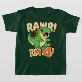 Rawr Dinosaur 4e Verjaardagsshirt Cute Dino Ik ben T-shirt