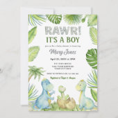 Rawr Dinosaur Baby Shower Kaart (Voorkant)