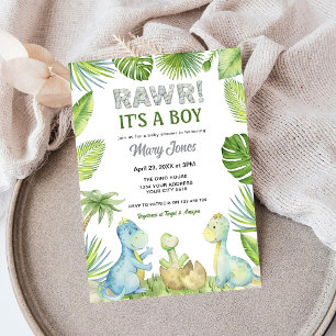Rawr Dinosaur Baby Shower Kaart