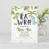 Rawr Dinosaur Birthday - uitnodiging (Staand voorkant)