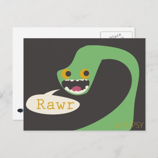 Rawr Dinosaur Briefkaart (Voorkant / Achterkant)