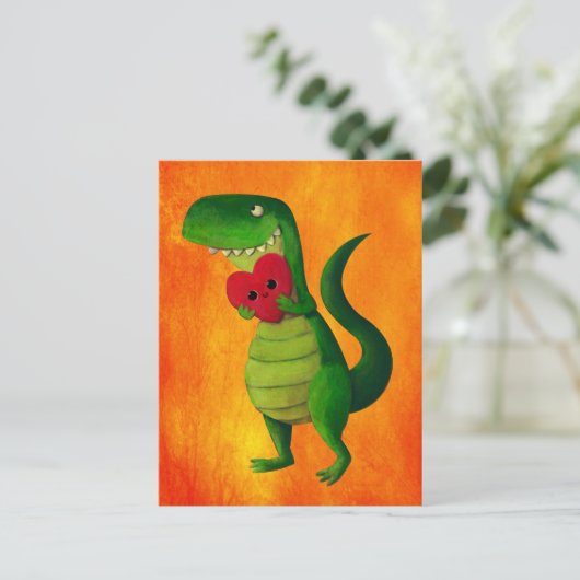 RAWR Dinosaur Love Briefkaart (Staand voorkant)