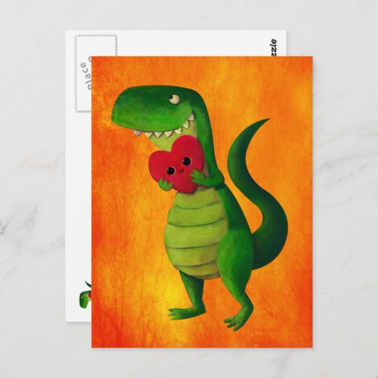RAWR Dinosaur Love Briefkaart (Voorkant / Achterkant)