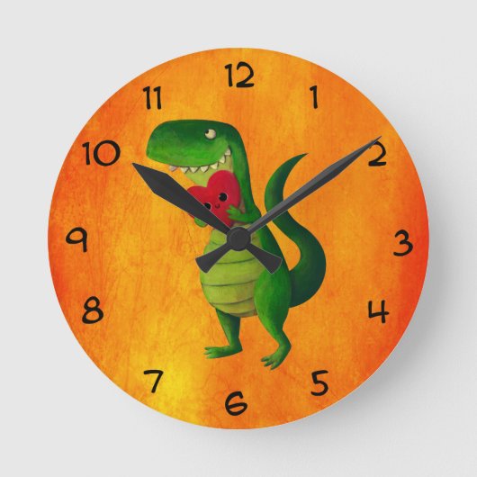 RAWR Dinosaur Love Ronde Klok (Voorkant)