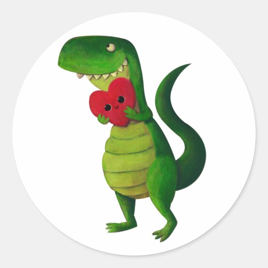 RAWR Dinosaur Love Ronde Sticker (Voorkant)