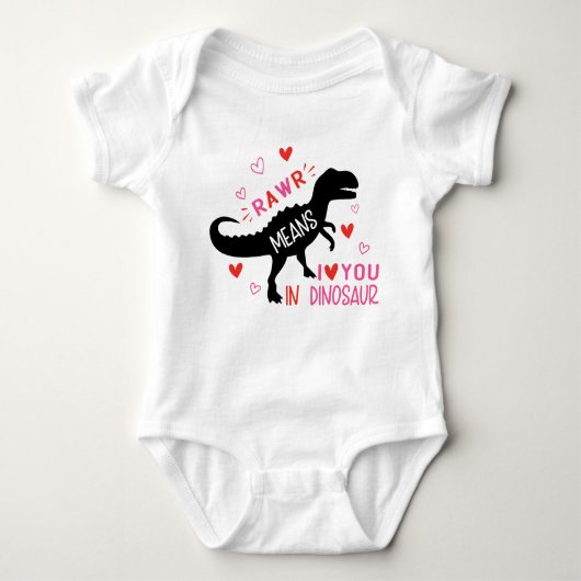 Rawr Dinosaur Valentijnsdag Romper (Voorkant)