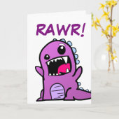 Rawr! Dinosaurus Happy Birthday Kaart (Gele Bloem)