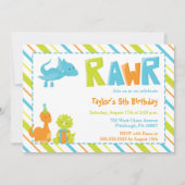 RAWR Dinosaurus Verjaardagsfeest Uitnodiging (Voorkant)