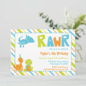 RAWR Dinosaurus Verjaardagsfeest Uitnodiging (Staand voorkant)