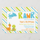 RAWR Dinosaurus Verjaardagsfeest Uitnodiging (Voorkant / Achterkant)