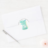 RAWR Dinosaurus Verjaardagsfeestje Dank je wel Fav Ronde Sticker (Envelop)