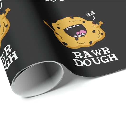 Rawr Dough Funny Food Pun Dark BG Cadeaupapier (Rol Hoek)