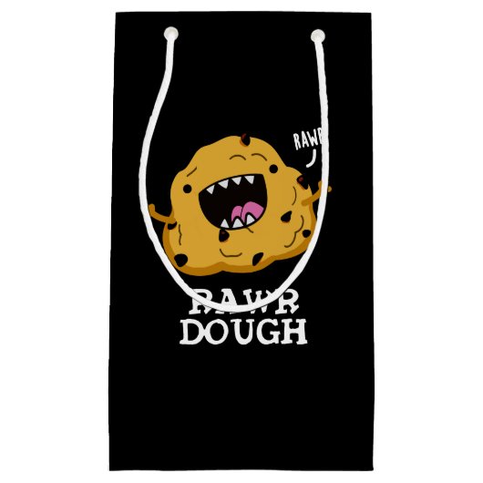 Rawr Dough Funny Food Pun Dark BG Klein Cadeauzakje (Voorkant)