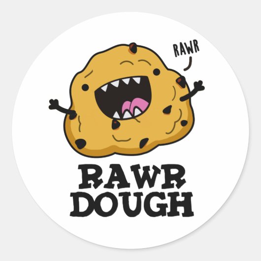 Rawr Dough Funny Food Pun Ronde Sticker (Voorkant)
