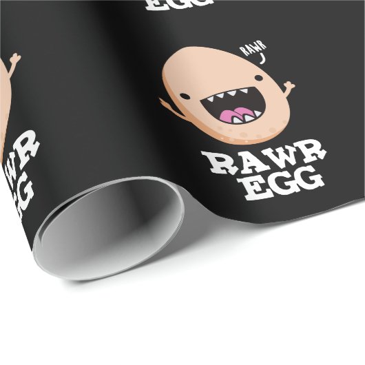 Rawr Egg Funny Roaring Raw Egg Pun Dark BG Cadeaupapier (Rol Hoek)