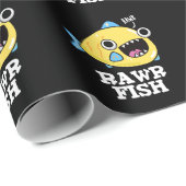 Rawr Fish Funny Animal Pun Dark BG Cadeaupapier (Rol Hoek)