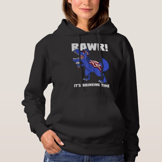 Rawr Het Drink Time Rex Dinosaur Hoodie (Voorkant)