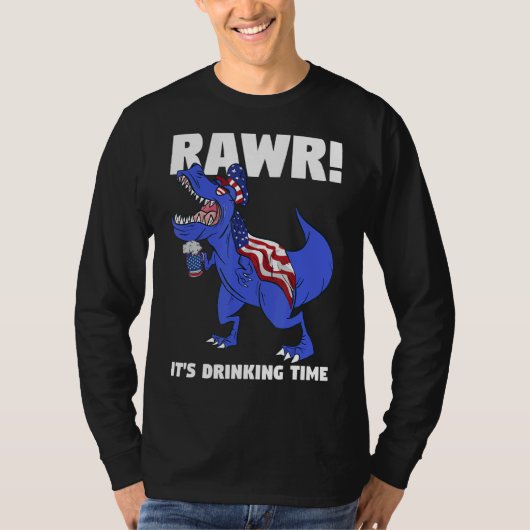 Rawr Het Drink Time Rex Dinosaur T-shirt (Voorkant)