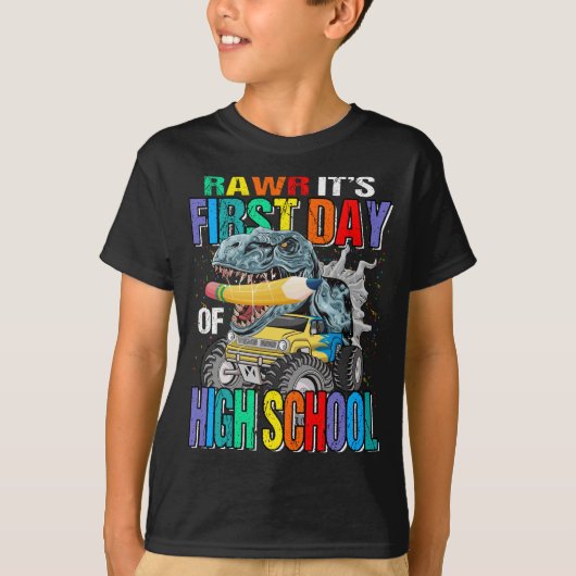 Rawr Het is de eerste dag van de middelbare school T-shirt (Voorkant)