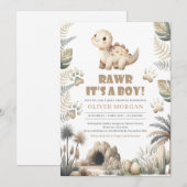 Rawr het is een schattig schattig Dinosaur aards B Kaart (Voorkant / Achterkant)