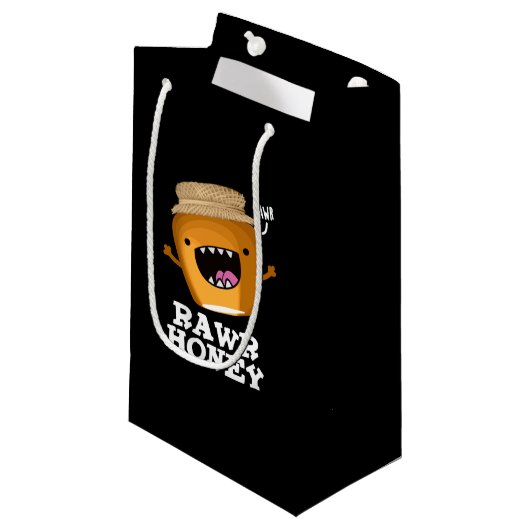 Rawr Honey Funny Raw Honey Pun Dark BG Klein Cadeauzakje (Voorkant Gekanteld)