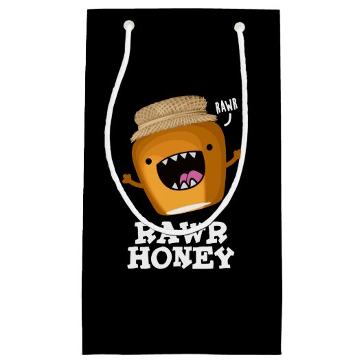 Rawr Honey Funny Raw Honey Pun Dark BG Klein Cadeauzakje (Voorkant)