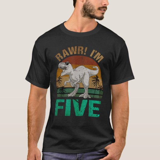 Rawr I m Five 5th Birthday T rex Dinosaur Saurus 5 T-shirt (Voorkant)