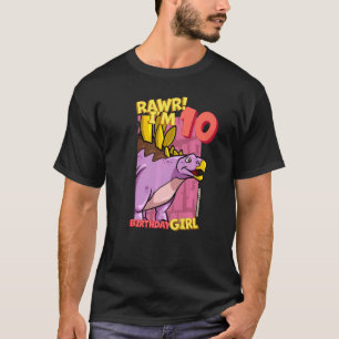 Rawr Ik ben 10 meisjes 10e verjaardag Dino Kent T-shirt