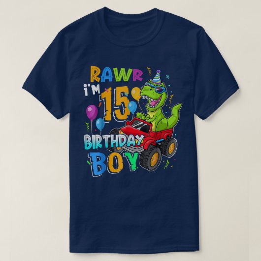 Rawr ik ben 15e verjaardag 15 jaar oud Dinosaur Mo T-shirt (Design voorkant)