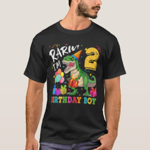 Rawr ik ben 2 Birthday Boy Dinosaur T Rex 2nd Birt T-shirt