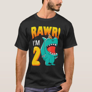Rawr ik ben 2 thema dino verjaardag t-shirt