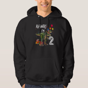 Rawr ik ben 2e verjaardag Rex Dinosaur voor Bo Hoodie