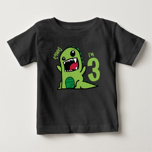 Rawr ik ben 3, 3e verjaardag Shirt Dinosaur (Voorkant)