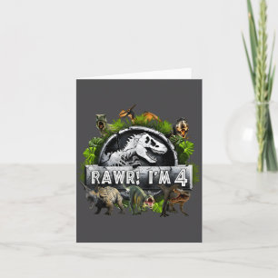 Rawr Ik ben 4 4de verjaardag T Rex Dinosaur Grappi Kaart