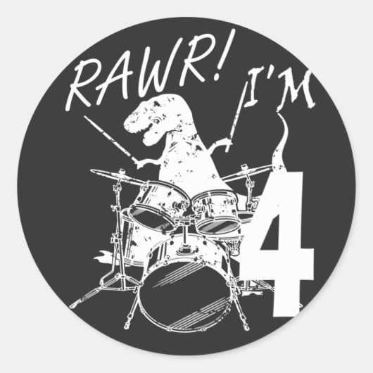Rawr ik ben 4 4e verjaardag Dinosaur Ronde Sticker (Voorkant)