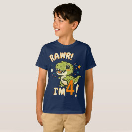 Rawr Ik ben 4 Baby T-Rex Dinosaur 4e Verjaardagsna T-shirt