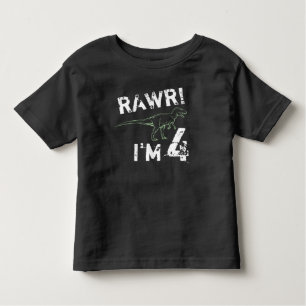 RAWR! Ik ben 4 - Dinosaur Birthday Shirt voor jong