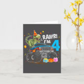 Rawr ik ben 4 Verjaardag T Rex Dinosaur Grappig Fe Kaart (Gele Bloem)