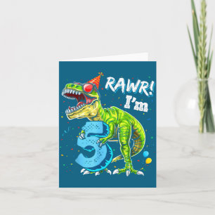 Rawr Ik ben 5 5de verjaardag T Rex dinosaurus grap Kaart