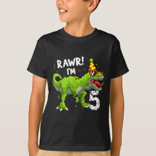 Rawr Ik ben 5 5e verjaardag T Rex dinosaurus grapp T-shirt