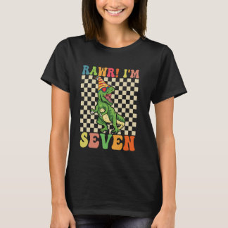 Rawr Ik ben 7 7e Verjaardag T Rex Dinosaur Party G T-shirt
