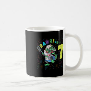 Rawr ik ben 7 Dinosaur T-rex 7 Jaar Oude Jongen Ve Koffiemok