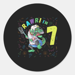 Rawr ik ben 7 Dinosaur T-rex 7 Jaar Oude Jongen Ve Ronde Sticker